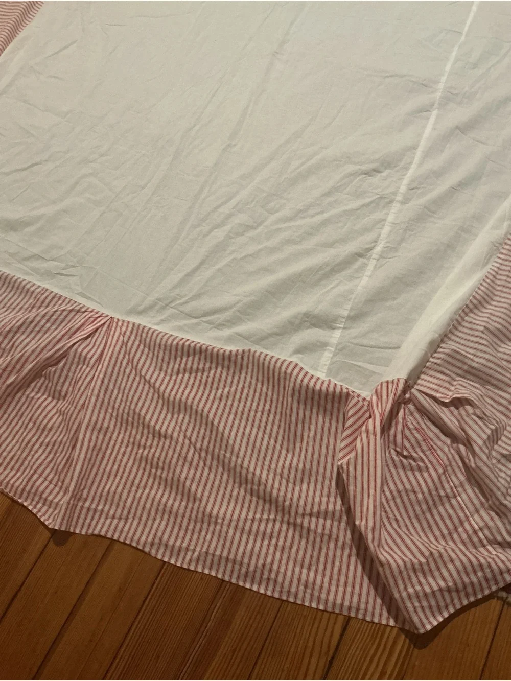 Vintage 100% Cotton Ticking Bedskirt